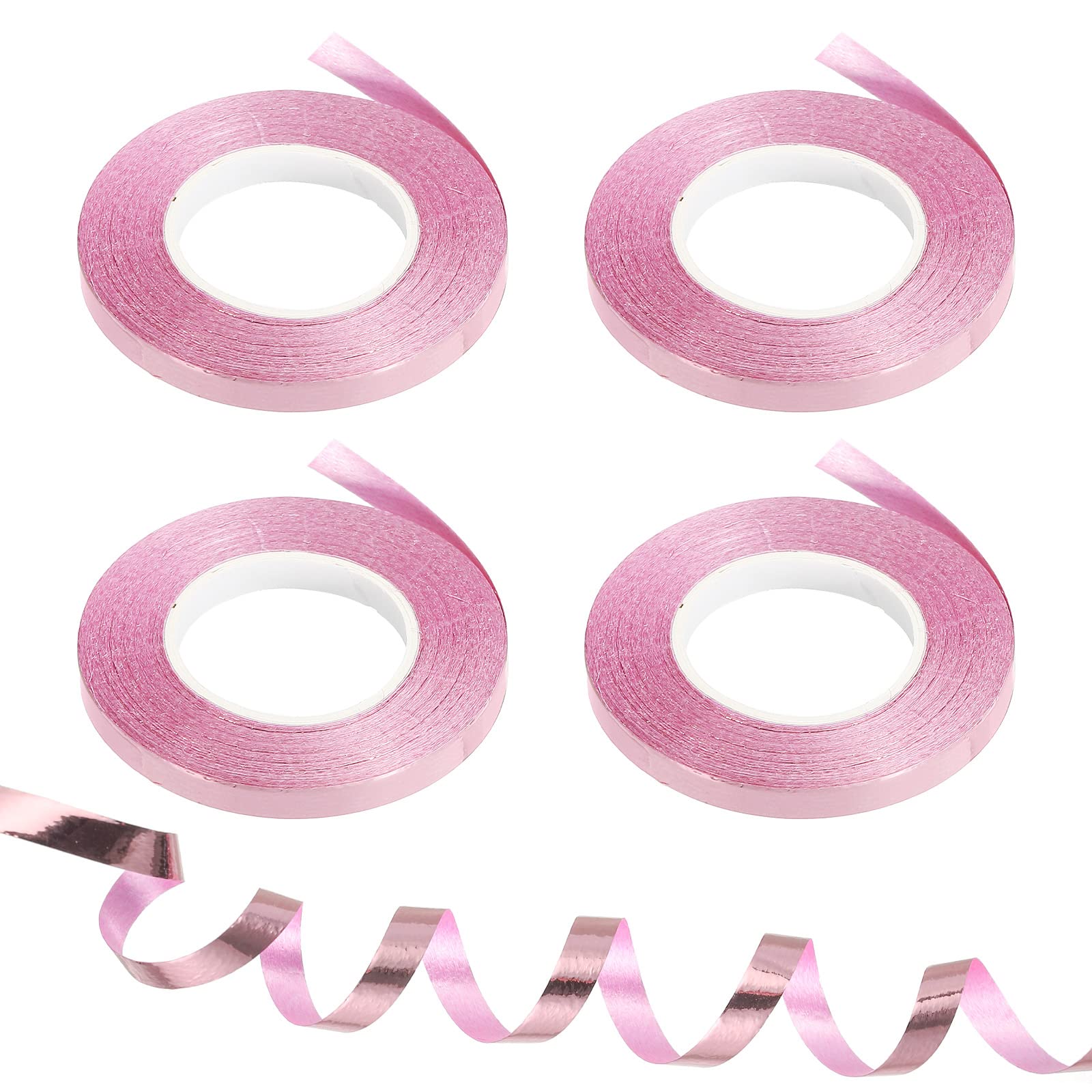 PATIKIL 4pcs Curling Ribbon Crimped Balloon String Shiny Metallic 5mm 10m Iridescent for Party Decoration Gift Wrapping Crafts Rose Gold — image 1