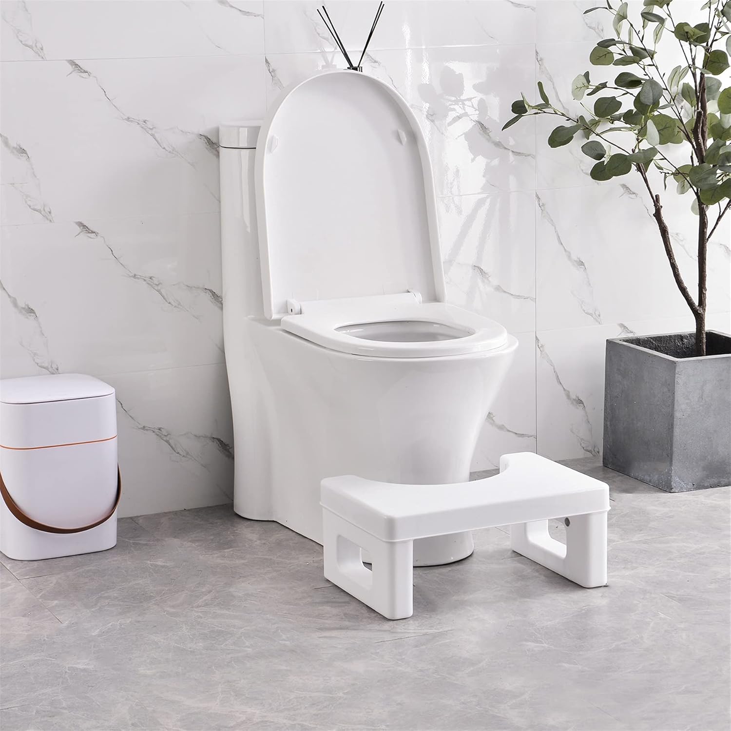 AmazerBath 7 Inch Plastic Toilet Stool Detachable Toilet Potty Stool Premium Poop Stool for Bathroom, Men, Women - White: Health & Personal Care