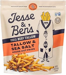Jesse & Ben's House-Cut Tallow & Sea Salt Fries, Made with Grass-Fed Beef Tallow, Gluten-Free, Non-GMO Frozen Potatoes, Healt