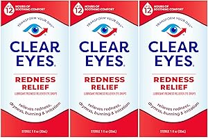 Clear Eyes Redness Eye Relief Eye Drops, 1.0 Fl Oz, Pack of 3