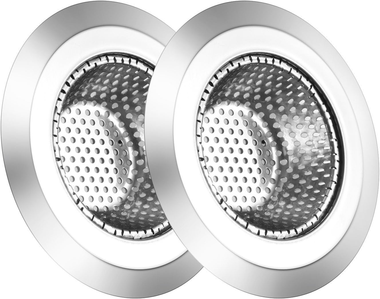 Stainless Steel Kitchen Sink Strainer, HopeInn Heavy-duty Sink Basket Strainer for Garbage Disposal, Large Wide Rim 4.5 Inch Diameter, Pack of 2