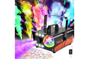 Fog Machine, HAKUTA 500W Smoke Machine with Disco Ball Lights and LED RGB Lights, 2300 CFM Spray with Auto Spray Function, Gr