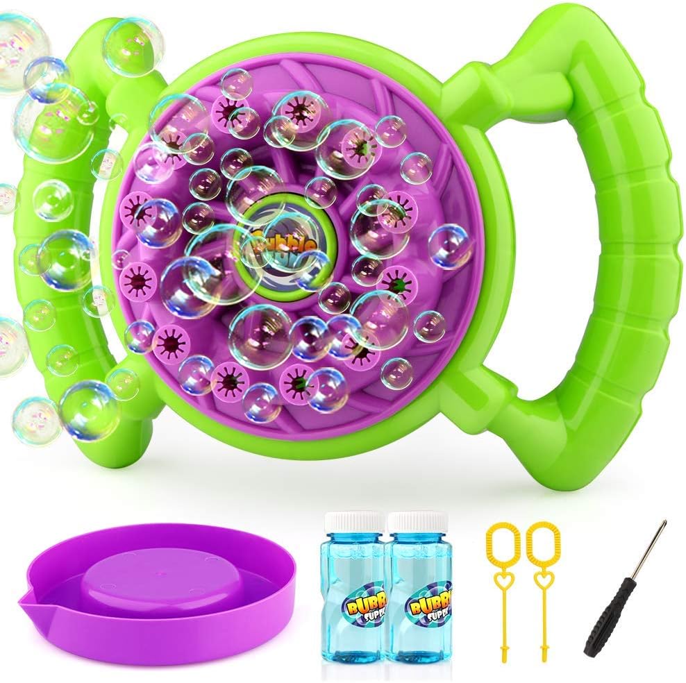 Growsland Bubble Machine for Kids Boys Girls Toddlers Bubble Toys Bubble Maker with 2 Bottles of Liquid Summer Outdoor Toys Fun Portable Bubbles Games Gifts for Outside Garden Birthday Party Wedding