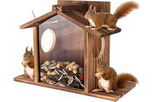 GNODRY Gnodary Squirrel Feeder, Squirrel Feeders for Outside, Squirrel House for Outdoors - Chipmunk Feeder Hold Corn, Corn Cob, Peanuts (Light Brown)
