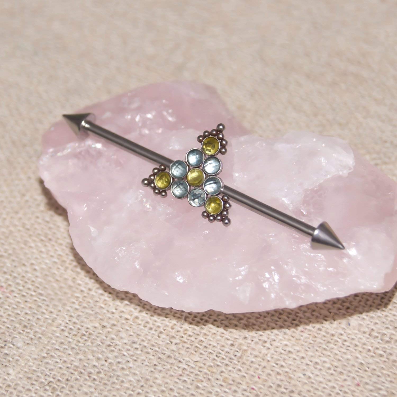 Industrial Bar with CZ Industrial Piercing Jewelry