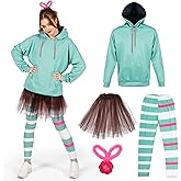 JenPen 5 Pcs Halloween Women's Vane Cosplay Costume Hoodie Skirt Accessories Halloween Cosplay Costume for Adult Pantyhose Headband for Girls Women Party, Medium Size