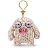 Fuggler Plush Keychain Clip, Beige Knit Monster with Teeth, Funny Ugly Toy Charm
