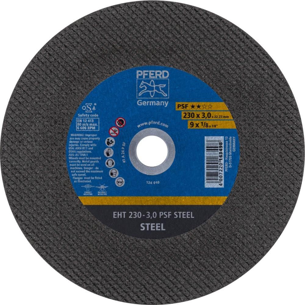 PFERD Cutting Disc PSF Steel Pack of 5 | 230 x 3.0 x 22.23 mm, Straight | 69198291 - for Steel — image 1