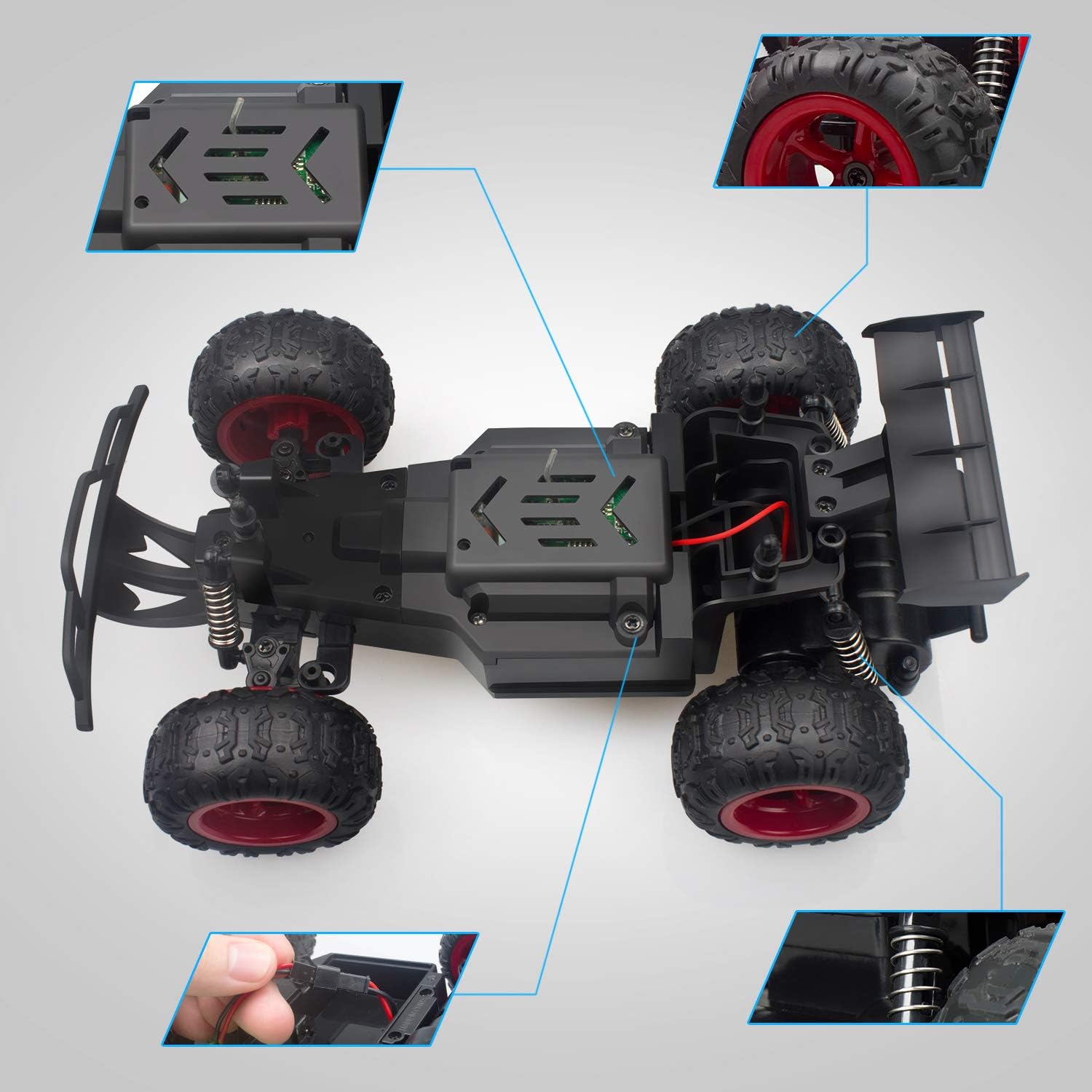 JEYPOD Remote Control Car, 2.4 GHZ High Speed Racing Car with 4 Batteries, Blue: Toys & Games