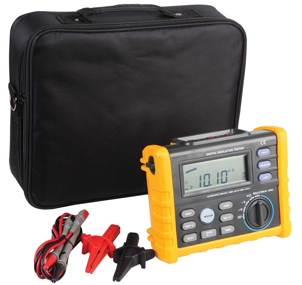 Duratool D03131 Digital Insulation and Continuity Tester with Compare Function, 1000V