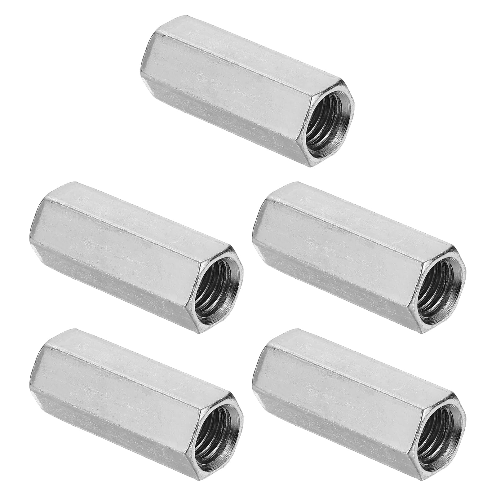 PATIKIL 5/8"-11 UNC Hex Coupling Nuts, 5Pcs 2.13" Long Fully Threaded Rod Coupling Nut Studding Connector Fasteners Galvanized Carbon Steel