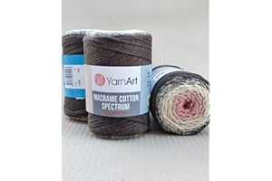 YarnArt Macrame Cotton Spectrum – Gradient Cord, 80% Cotton, 8.8 oz (250g), 246 yds – Soft, Durable Rope for Macrame Wall Hangings, Plant Hangers & DIY Craft Projects (1302)