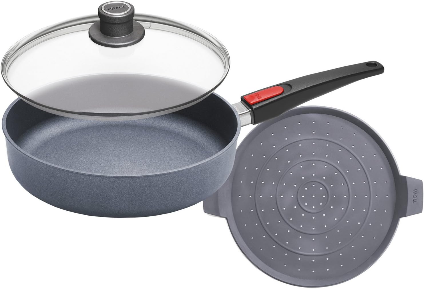 Woll Logic Cast Iron PaN Set 3Piece 28 CM with Lid and Splash Guard