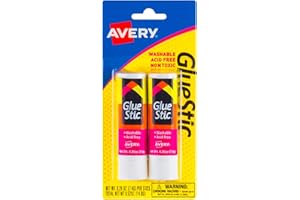 Avery Glue Stick White, Washable, Non-Toxic, 0.26 Oz. Permanent Glue Stic, 2pk (00171)