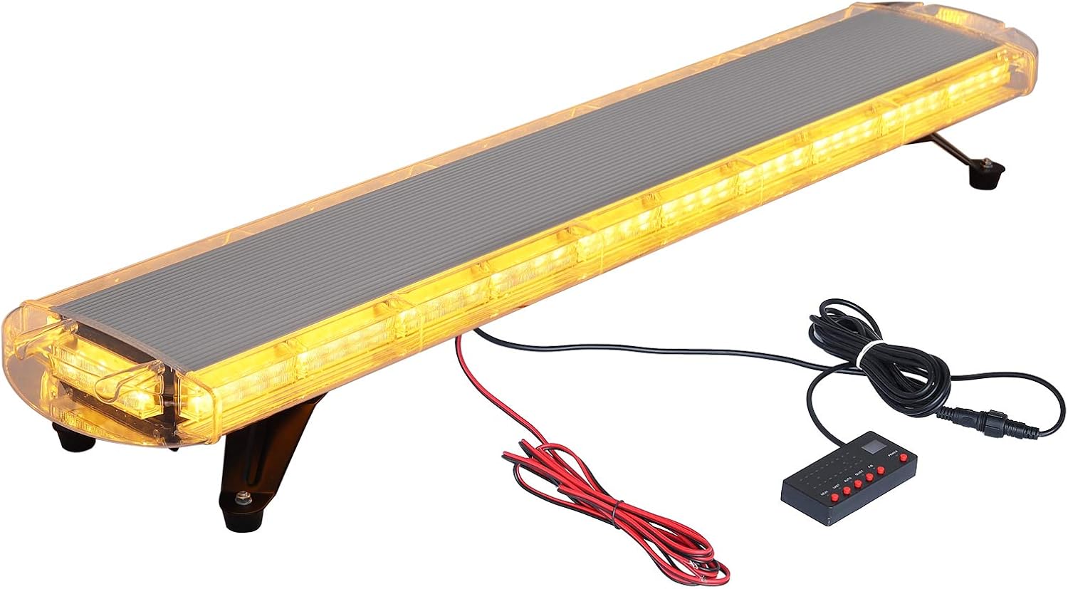 Barre Stroboscopique Justech 88LEDs - 12V/24V, 21 Modes, IP65, Amber, Pour Camion/Véhicule Urgence