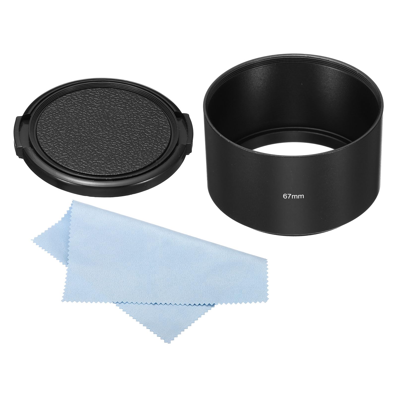 PATIKIL 67mm Lens Hood, Long Focus Frosted Surface Anti-reflective Inside Hood with Cap and Cleaning Cloth for Camera Lens, Black for Nikon, for Fujifilm, for Pentax, for Leica