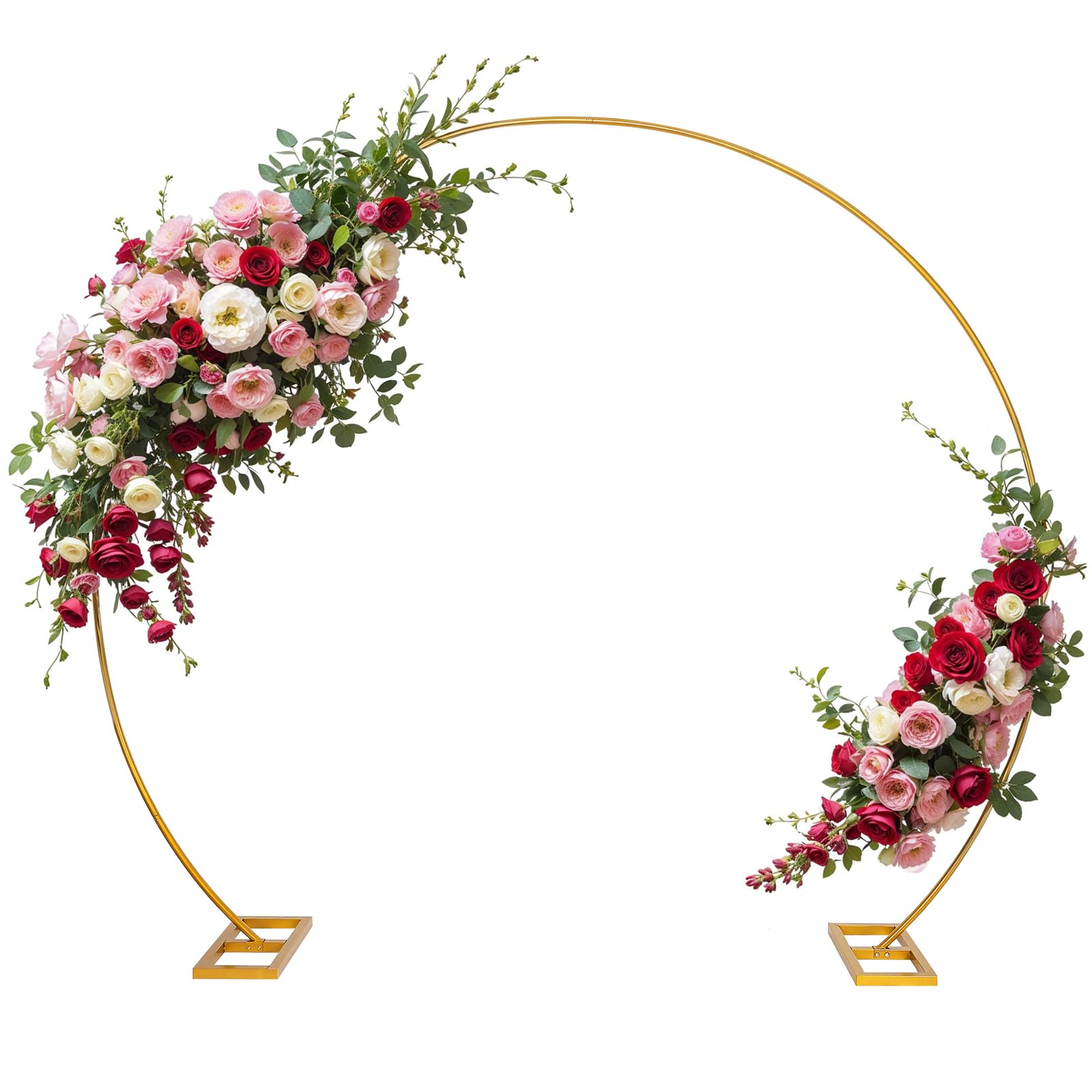 Photo 1 of Liacere Wokceer Wedding Arch 7*8FT Round Backdrop Stand Gold Metal Circle Backdrop Stand Circle Balloon Arch Stand Frame for Birthday Party Bridal Shower Anniversary Ceremony Candy Tables Celebration