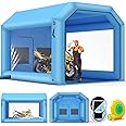 10x8.2x8.2ft Inflatable Paint Booth with 550W Powerful Blower and Three Layer Filter System, Portable Spray Booth Tent for Car Motorcycle Paint Workstation Garage