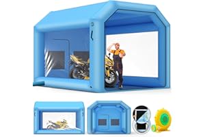 LVAOSTT 10x8.2x8.2ft Inflatable Paint Booth with 550W Powerful Blower and Three Layer Filter System, Portable Spray Booth Tent for Car Motorcycle Paint Workstation Garage