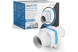 NautiPro Inline Marine Blower 12V – 3/4 Inch Boat Ventilation Fan, 270CFM Quiet Bilge Blower for Engine Compartment, Durable ABS Housing, Easy Install (3 Inch)