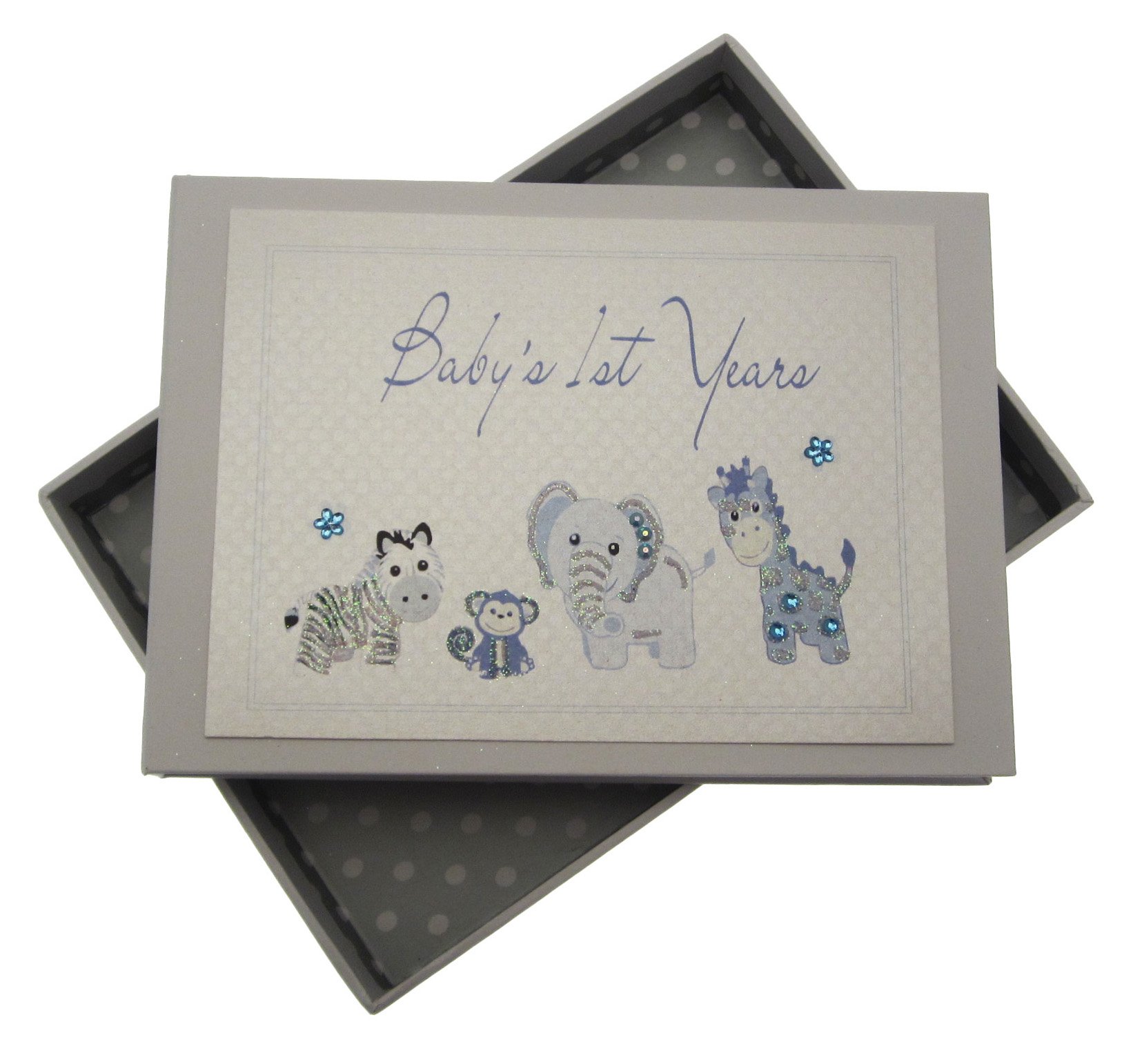 White Cotton Cards Handmade Baby's 1st Years Tiny Photo Album (Blue)
