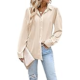 Button Down Shirts for Women Long Sleeve Collared Blouse Business Casual Tops