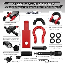 AUTMATCH Shackle Hitch Receiver 2 Inch - 3/4" D