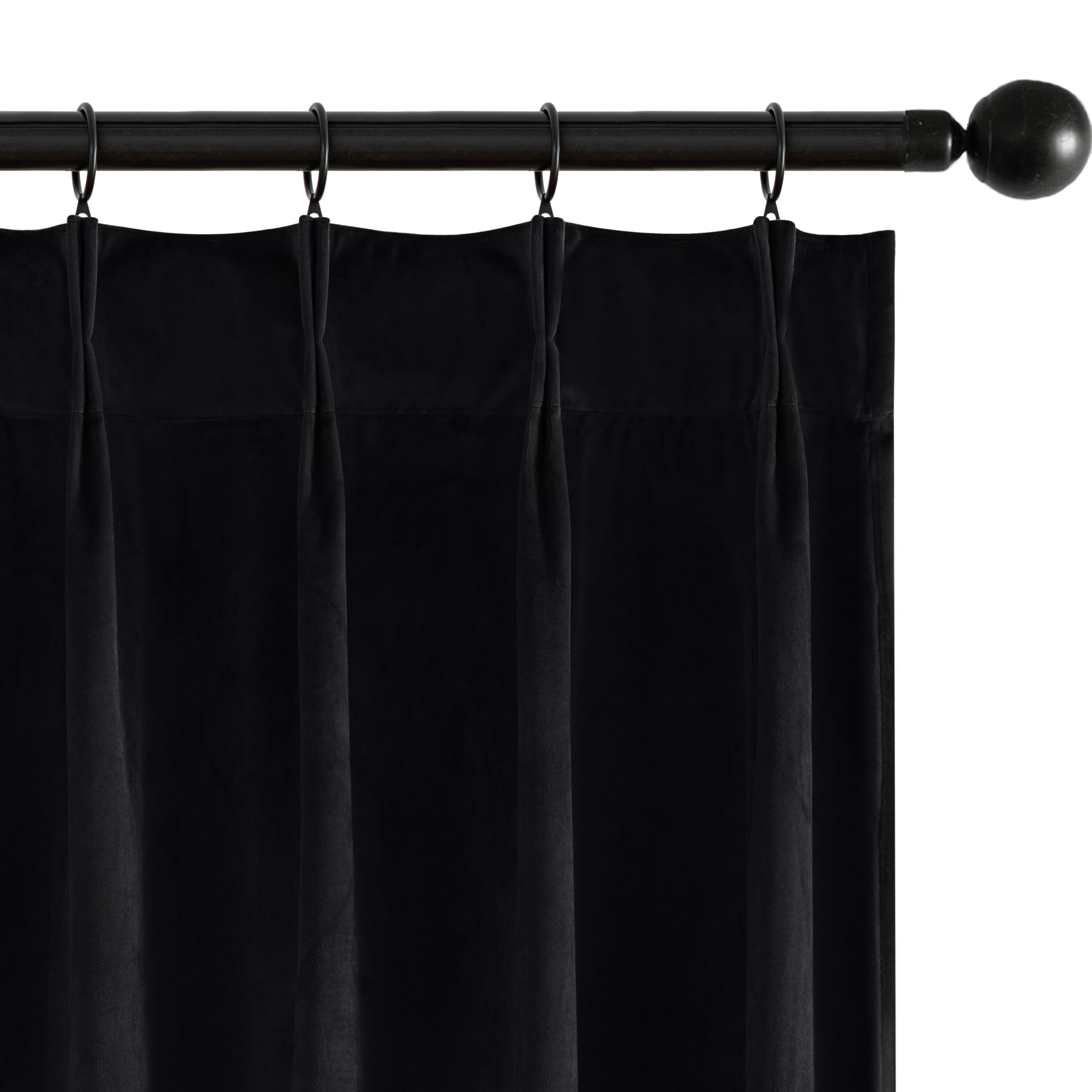 Photo 1 of MIULEE Pinch Pleated Black Velvet Blackout Curtains 96 inches Long for Halloween, Thermal Insulated Pinch Pleat Drapes with Hooks, Luxury Halloween Window Panels for Bedroom Living Room, 2 Panels