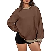 Eytino Womens Plus Size Sweatshirts Crewneck Long Sleeve Color Block Loose Pullover Tops Shirts Fall Fashion Outfits(1X-5X)