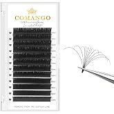 CoMango Easy Fan Lash Extensions C/D Curl Eyelash Extensions 0.05/0.07MM Automatic Blooming Flower Volume Lashes Matte Black 2D-20D Self Fanning Lash Extensions (black, 0.07-C-10MM)