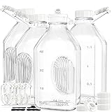 Syntic 4 Pack 2 Qt Glass Milk Bottles with Handle
