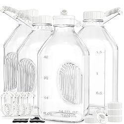 Syntic 4 Pack 2 Qt Glass Milk Bottles with Handle