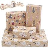 BIOBROWN Christmas Wrapping Paper Sheet with Gift Tags, Kraft Wrapping Paper for Christmas - Folded Flat - 27.5 inch X 39.4 i