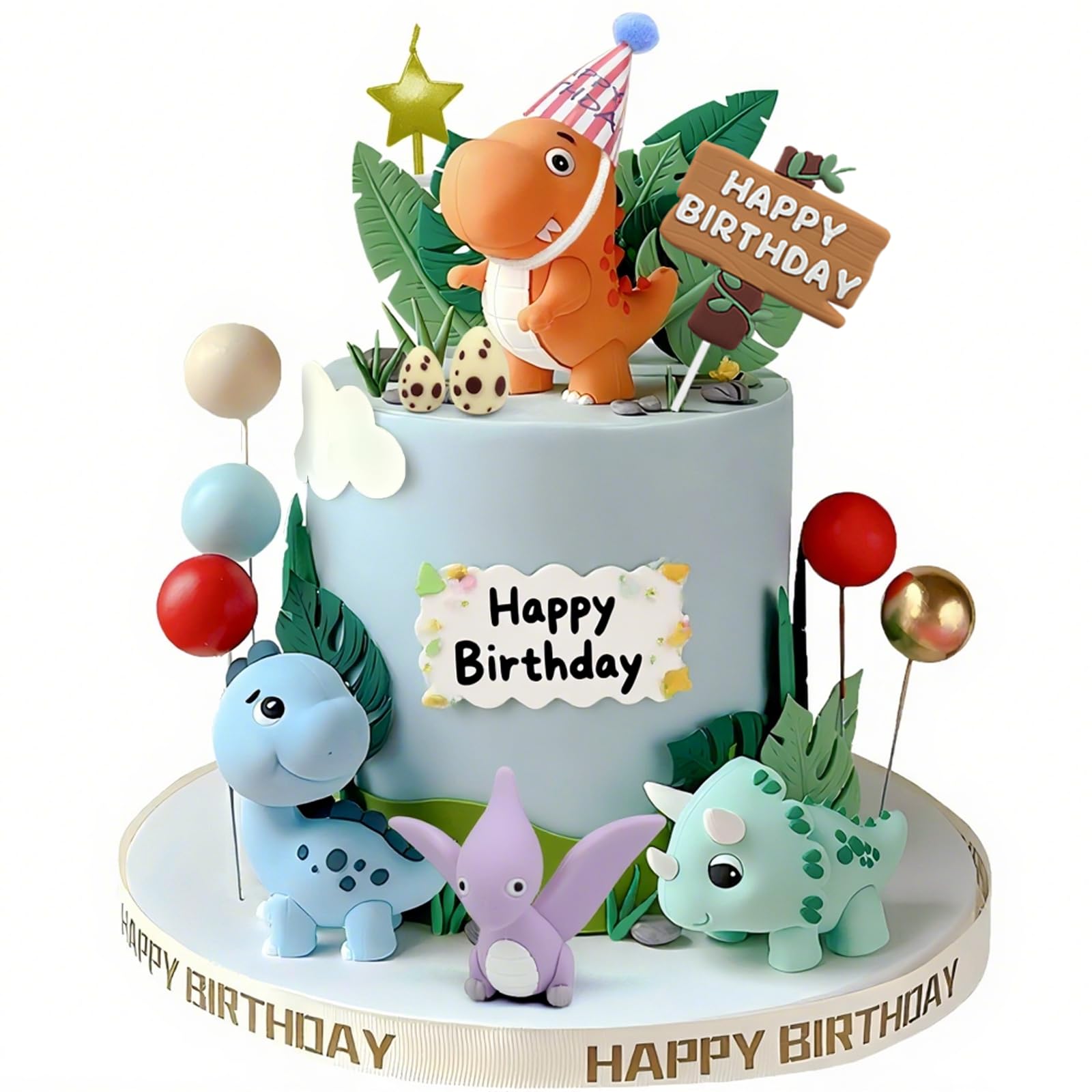 Photo 1 of 20pcs Dinosaur Cake Topper Set with Dinosaur Eggs - Reusable Dinosaur Cake Decorations?Dinosaur Birthday Decorations for Boys & Girls (Dinosaur Cupcake Toppers, Happy Birthday Cake Accessories)