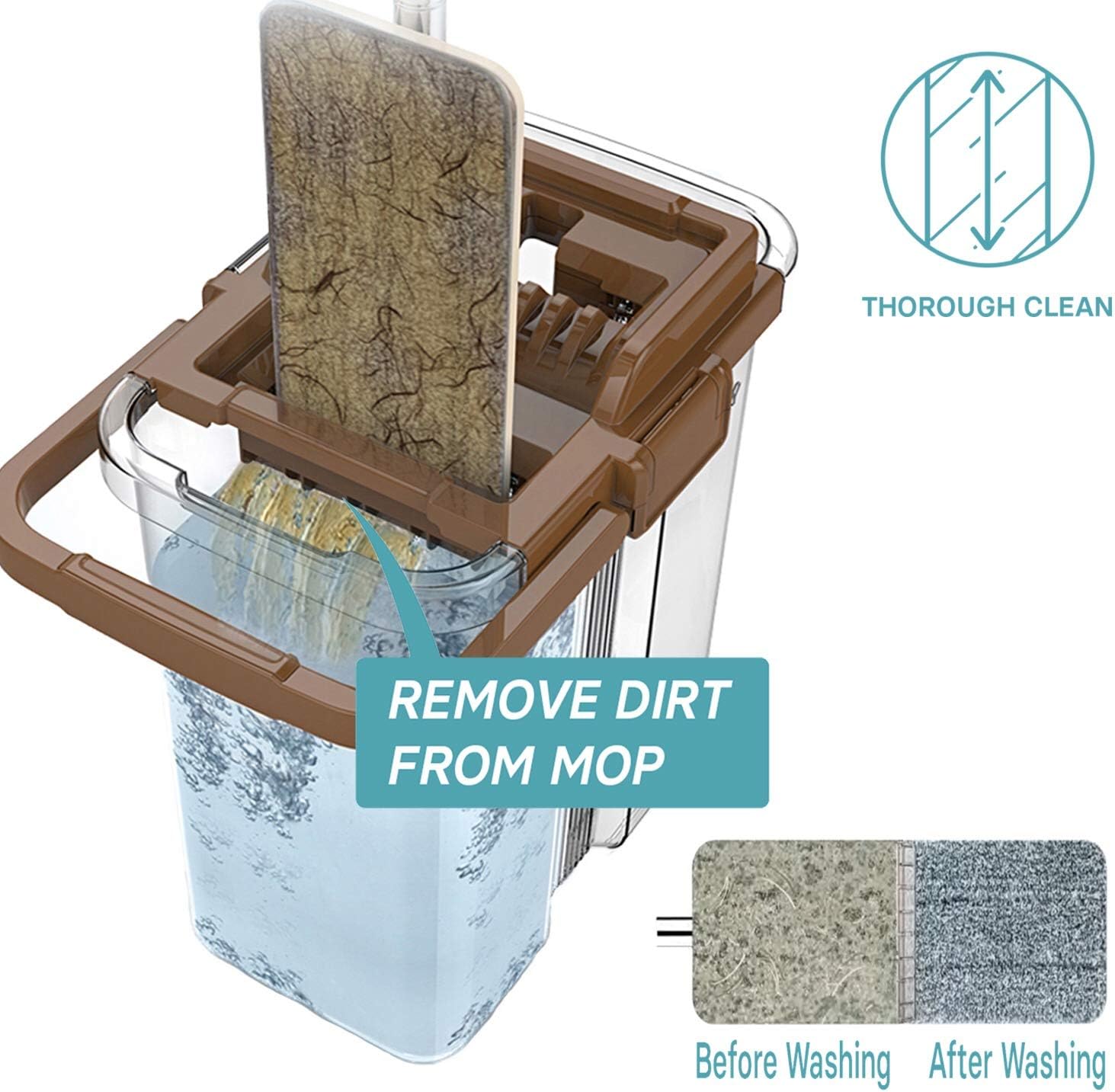 Oshang Flat Squeeze Mop And Bucket Hand Free Wringing Floor