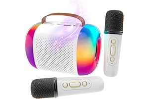 Skirfy Kids Bluetooth Speaker with 2 Wireless Microphones,Mini Speaker for Kids and Karaoke Machines for Adults,Portable Bluetooth Speakers with Bluetooth 5.3,Best Birthday Party Gifts