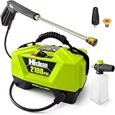 Hiclean Compact Electric Pressure Washer, 2100 PSI, 1.2 GPM, with Foam Cannon and Turbo Nozzle for Cars/Fences/Driveways/Home/Patios