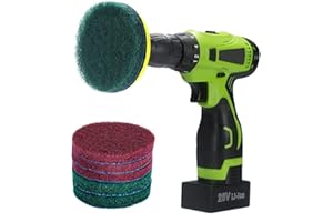 Kichwit 4 Inch Drill Power Brush Tile Scrubber Scouring Pads Cleaning Kit, Includes Attachment, Heavy Duty Household Cleaning Tool (Drill NOT Included)