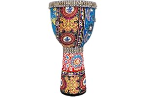 RUOSWTE Djembe Drum Bongo ，Goblet Drum Made Of Goat Leather Drum Head, Hand Painted Cloth, West African Style Hand Drum, Gift For Kids & Adult Beginners (D)