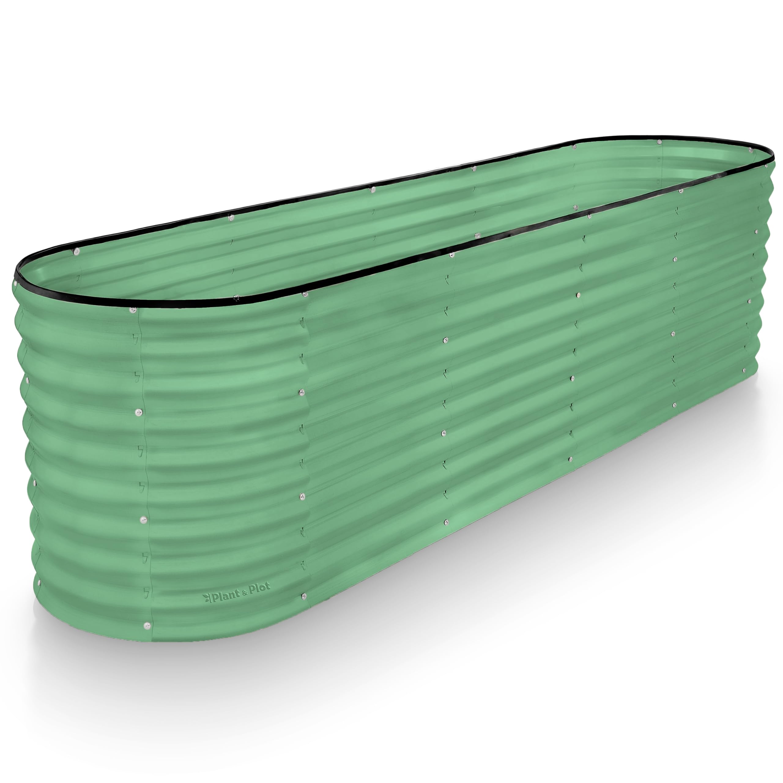 Plant & Plot Galvanized Raised Garden Beds Outdoor // 8×2×2 ft Planter Raised Beds for Gardening, Vegetables, Flowers // Large Metal Garden Box (Light Green) // Patented Tool-Free Design Image