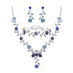 BriLove Women's Wedding Jewelry Set Leaf Cluster