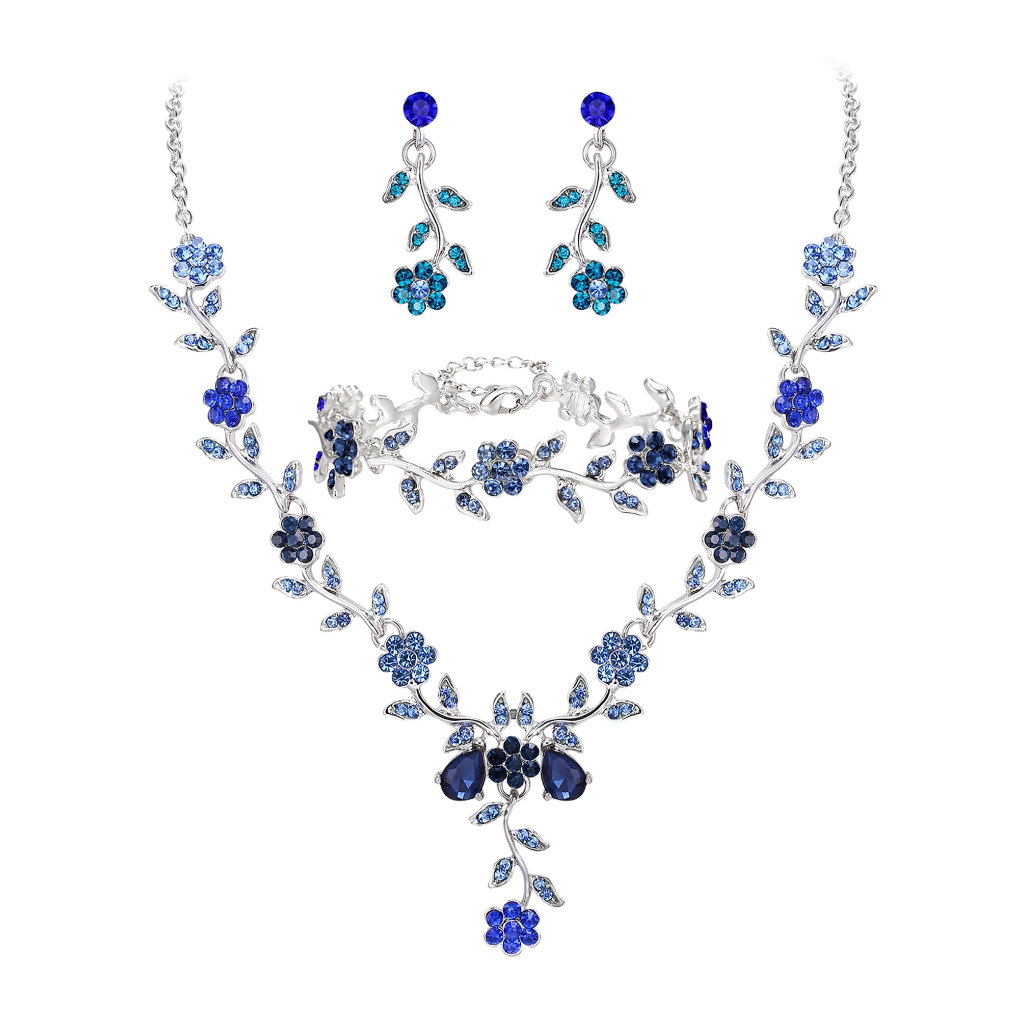 BriLove Women's Wedding Jewelry Set Leaf Cluster