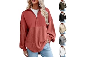 AQAYL Sweatshirt for Women Trendy Half Zip Pullover V Neck Long Sleeve Shirts Oversized Sweatshirts Fall Fashion Outfit 2024