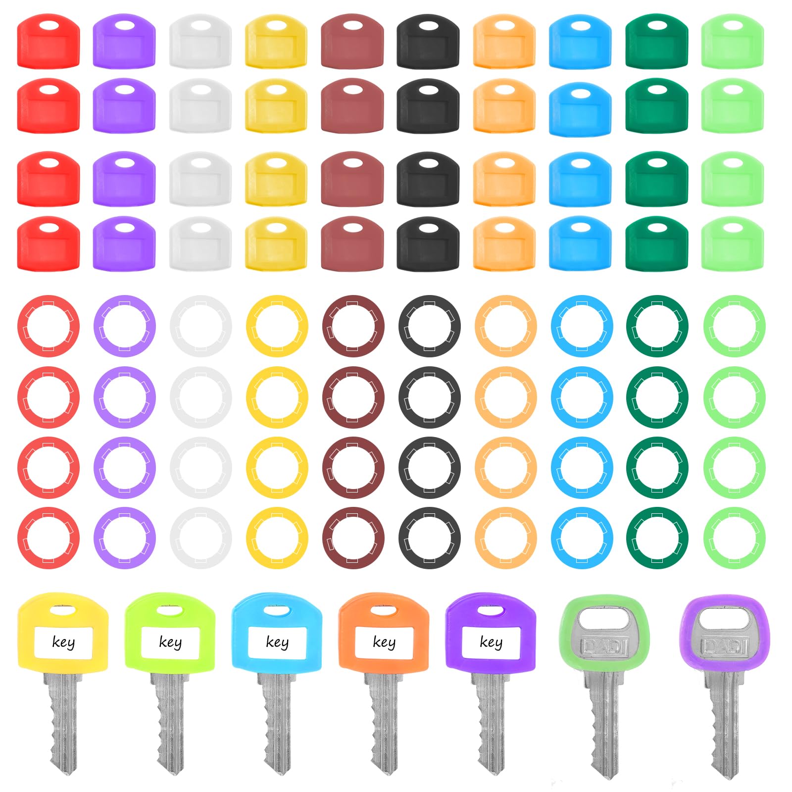 Photo 1 of 80 Pcs Key Covers Caps 2 Styles Key Caps Key Identifiers Covers Key Color Identifiers Key Labels Rubber Key Covers Key Sleeve Plastic Key Tags Key Caps for House Keys Organization