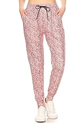 Leggings Depot JGA-S711-L Peach Crepe Print Jogger