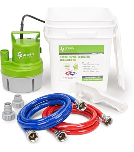 Green Expert Tankless Water Heater Flushing Kit, 1/2HP High-Flow