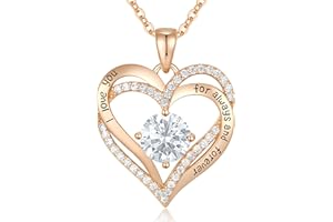CDE Forever Love Heart Pendant Necklaces for Women 925 Sterling Silver with Birthstone Zirconia, Birthday Mother’s Day Annive