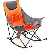 SUNNYFEEL Oversized Heated Camping Chair, Folding Rocking Camping Chairs with Luxury Padded Recliner,Carry Bag, 300 LBS Heavy Duty for Lawn/Outdoor/Picnic/Patio, Portable Rocker Camp Chair