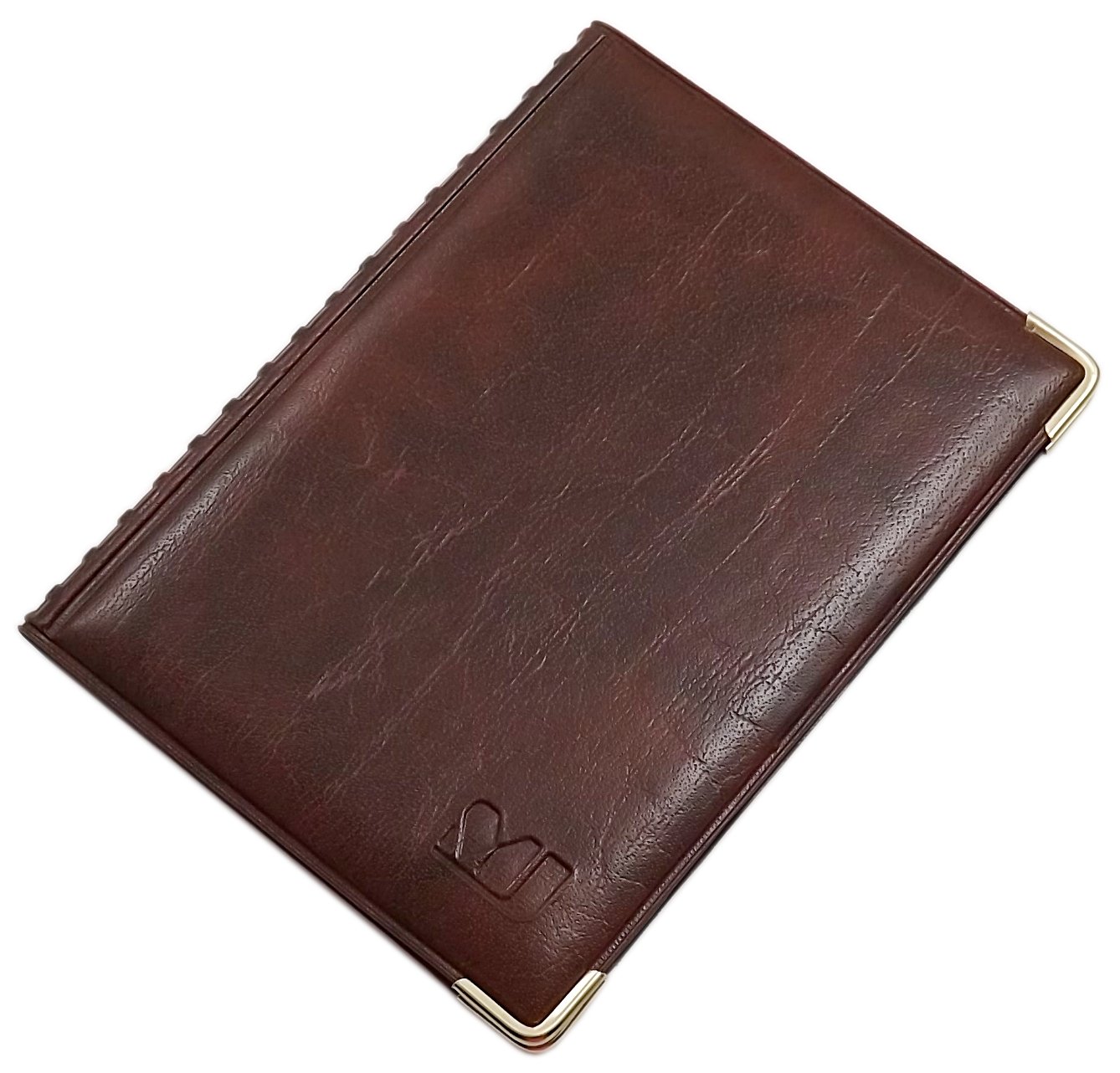 myledershop ID and Credit Card Holder with Metal Corners 10 Pockets (Design 2 / Brown)