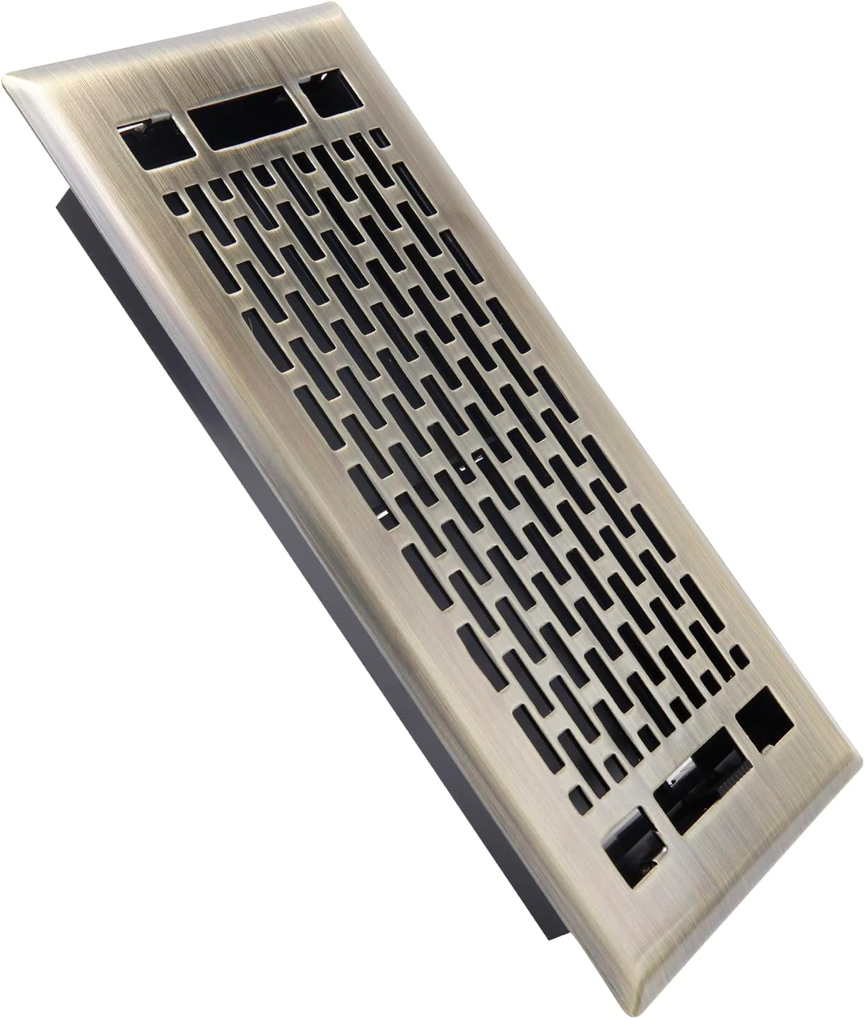 Registers, Grilles & Vents - SANYCASA Floor Register 4x10 Inches Heavy Duty Walkable Floor Register Easy Adjust Air Flow Floor Vents - Modernism Design - Antique Brass - Vent Cover for Home Floor